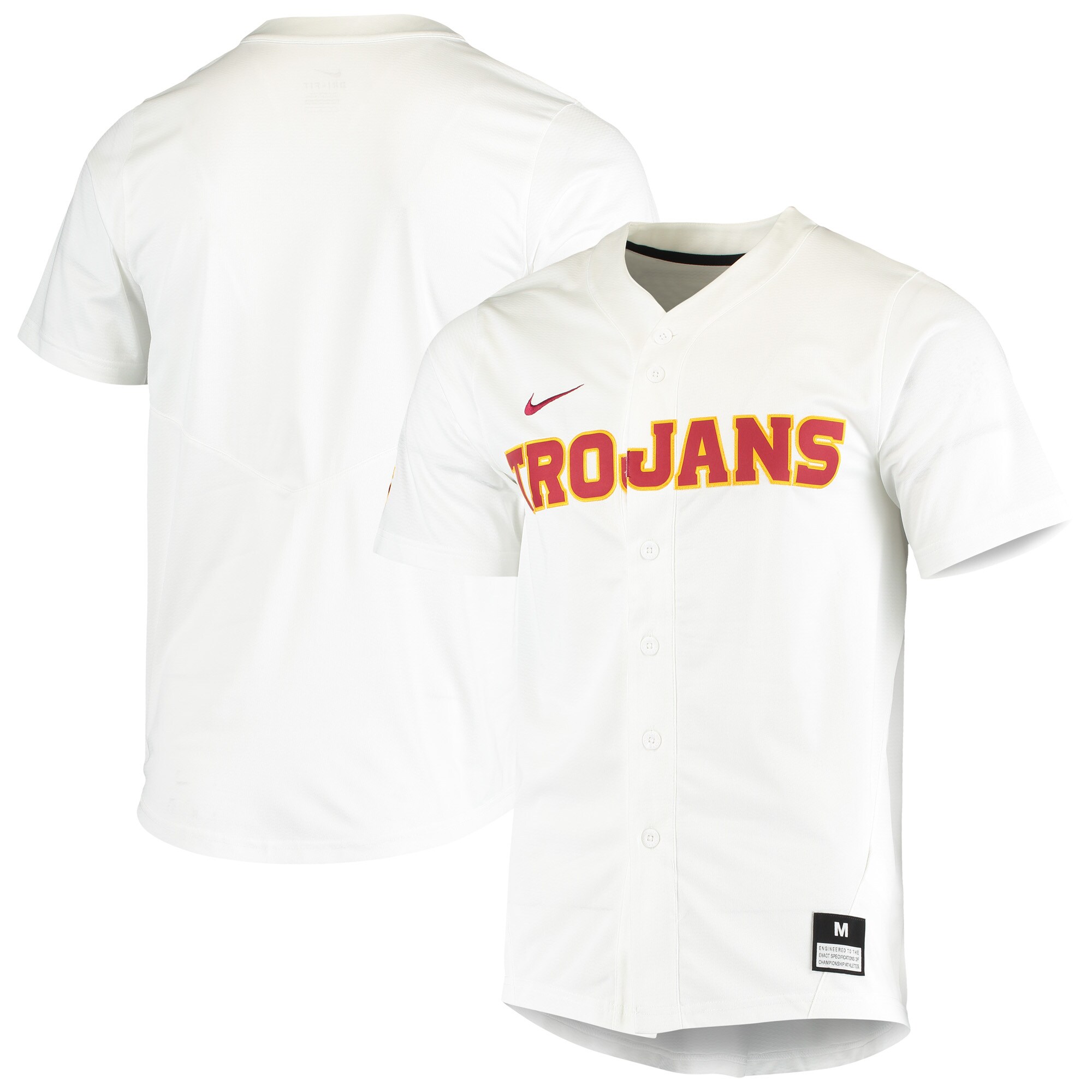 Usc Trojans Vapor Untouchable Elite Replica Full-Button Baseball Jersey - White For Youth Women Men