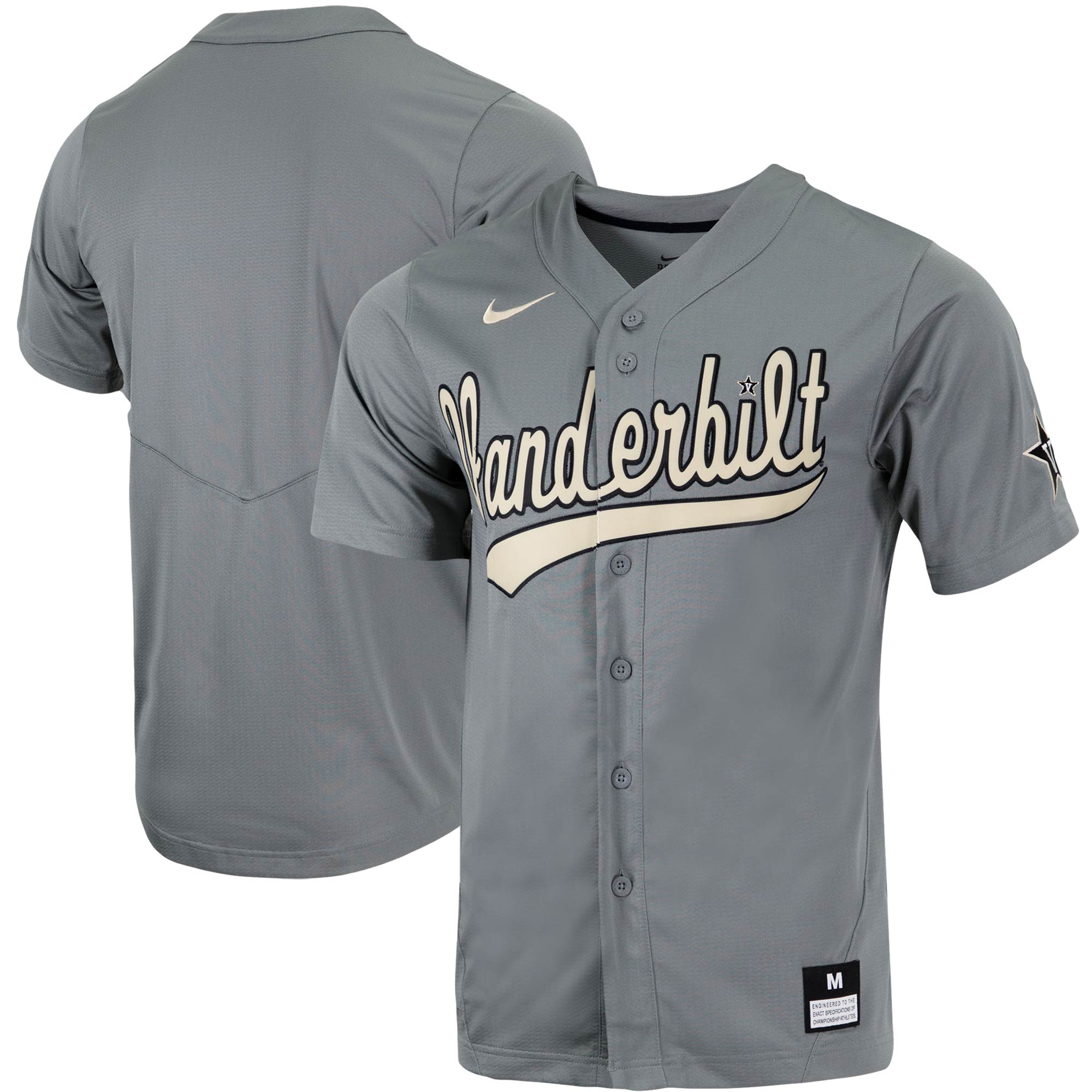 Vanderbilt Commodores Replica Full-Button Baseball Jersey - Charcoal For Youth Women Men