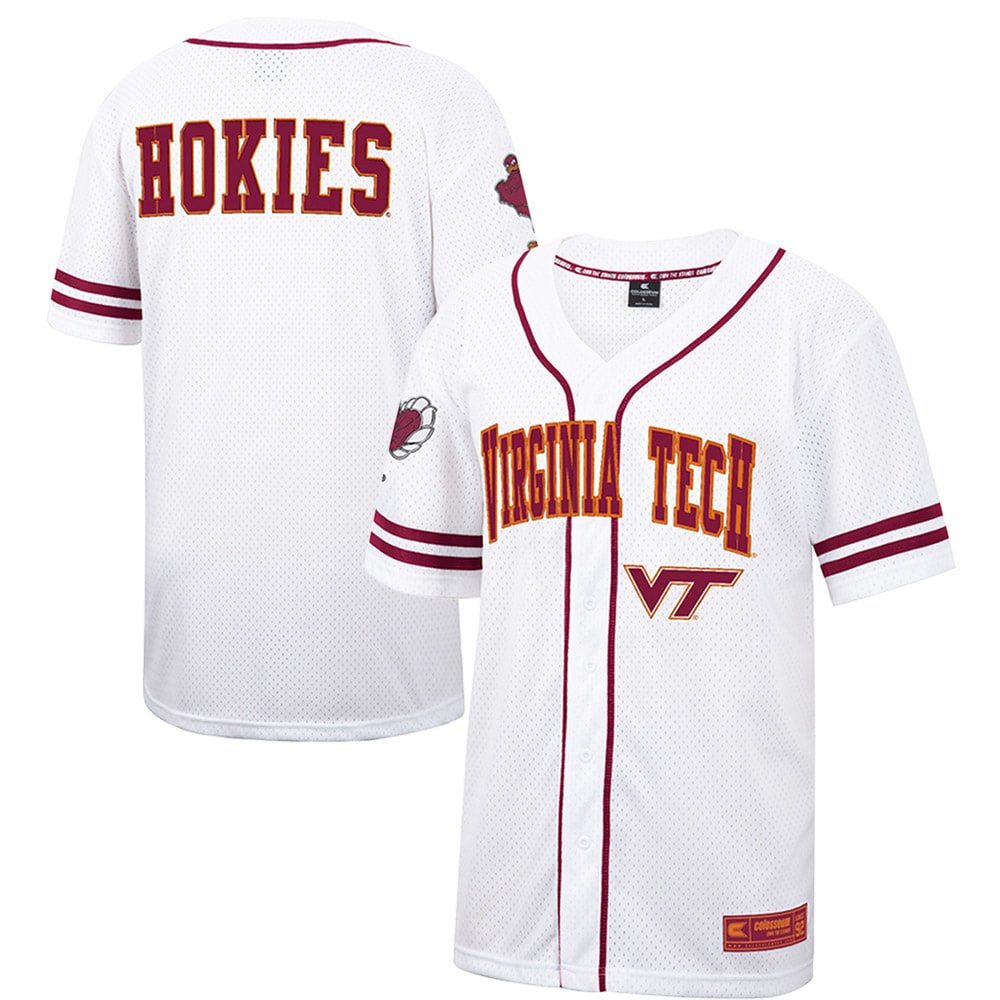 Virginia Tech Hokies Colosseum Free Spirited Baseball Jersey - Whitemaroon For Youth Women Men
