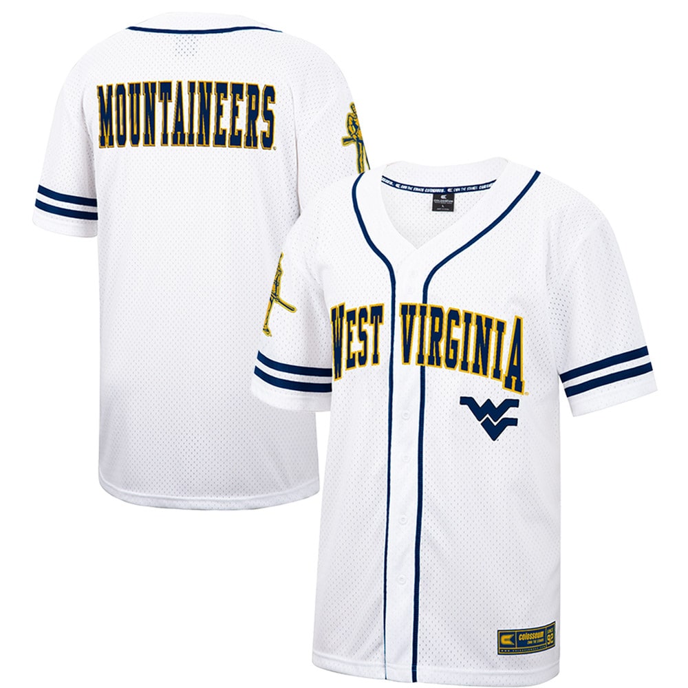 West Virginia Mountaineers Colosseum Free Spirited Baseball Jersey - Whitenavy For Youth Women Men